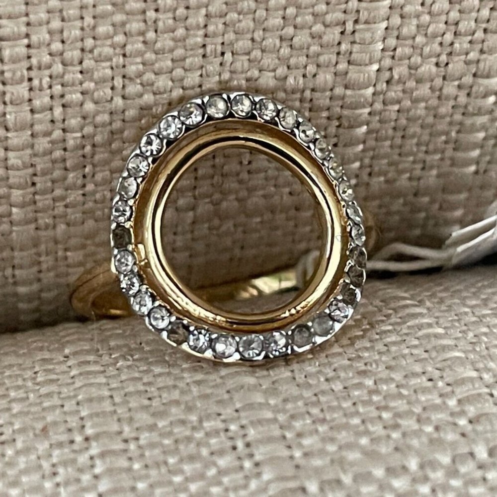 Nordstrom Women Rings Gold Tone Crystal Accent Ring Size 7 Read Desc - Picture 2 of 10